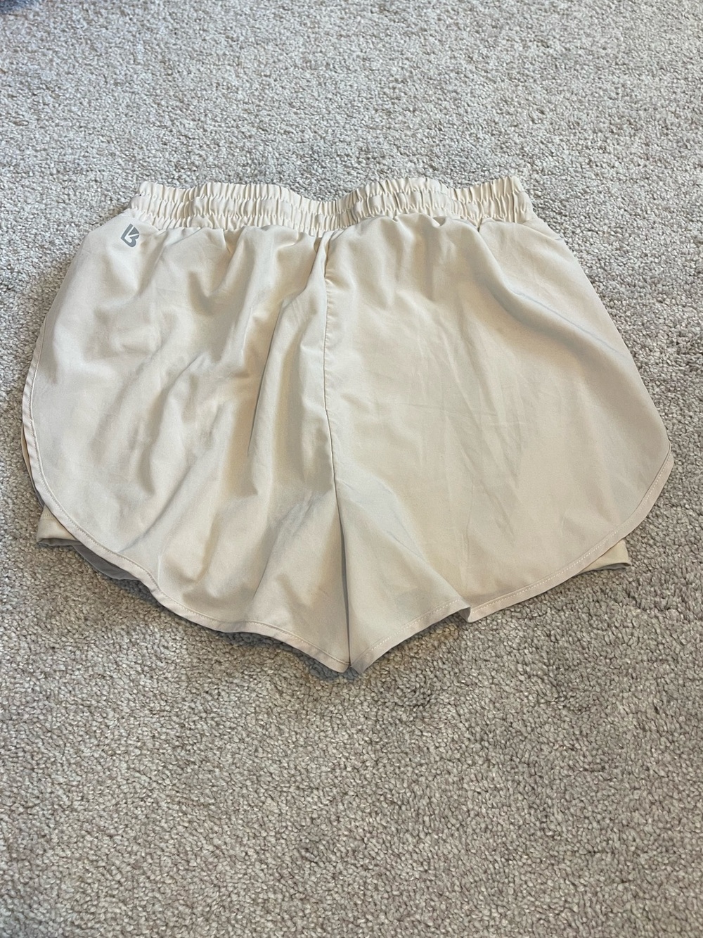 BuffBunny Cream Two-Layer Athletic Shorts with Drawstring - Picture 7 of 7